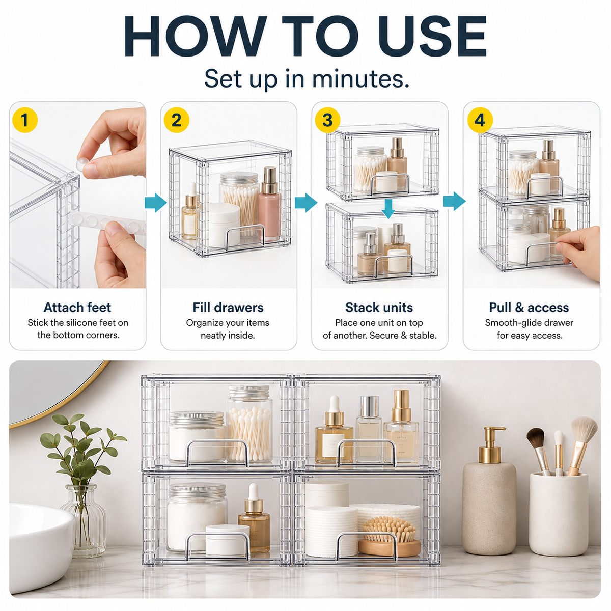 Clear Stackable Storage Drawers