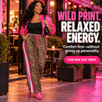 💃Women's Leopard Print Side Stripe Wide Leg Stretchy Casual Pants💃