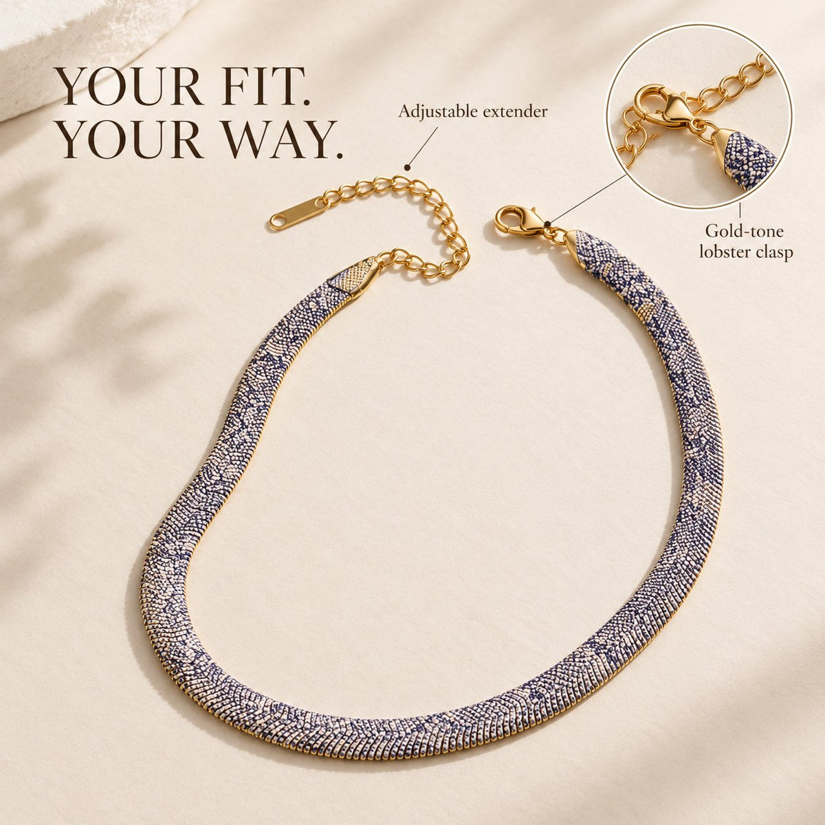 🐍✨ Snake-Inspired Statement Necklace — A Bold, Timeless Chain With Real Snake-Texture Details