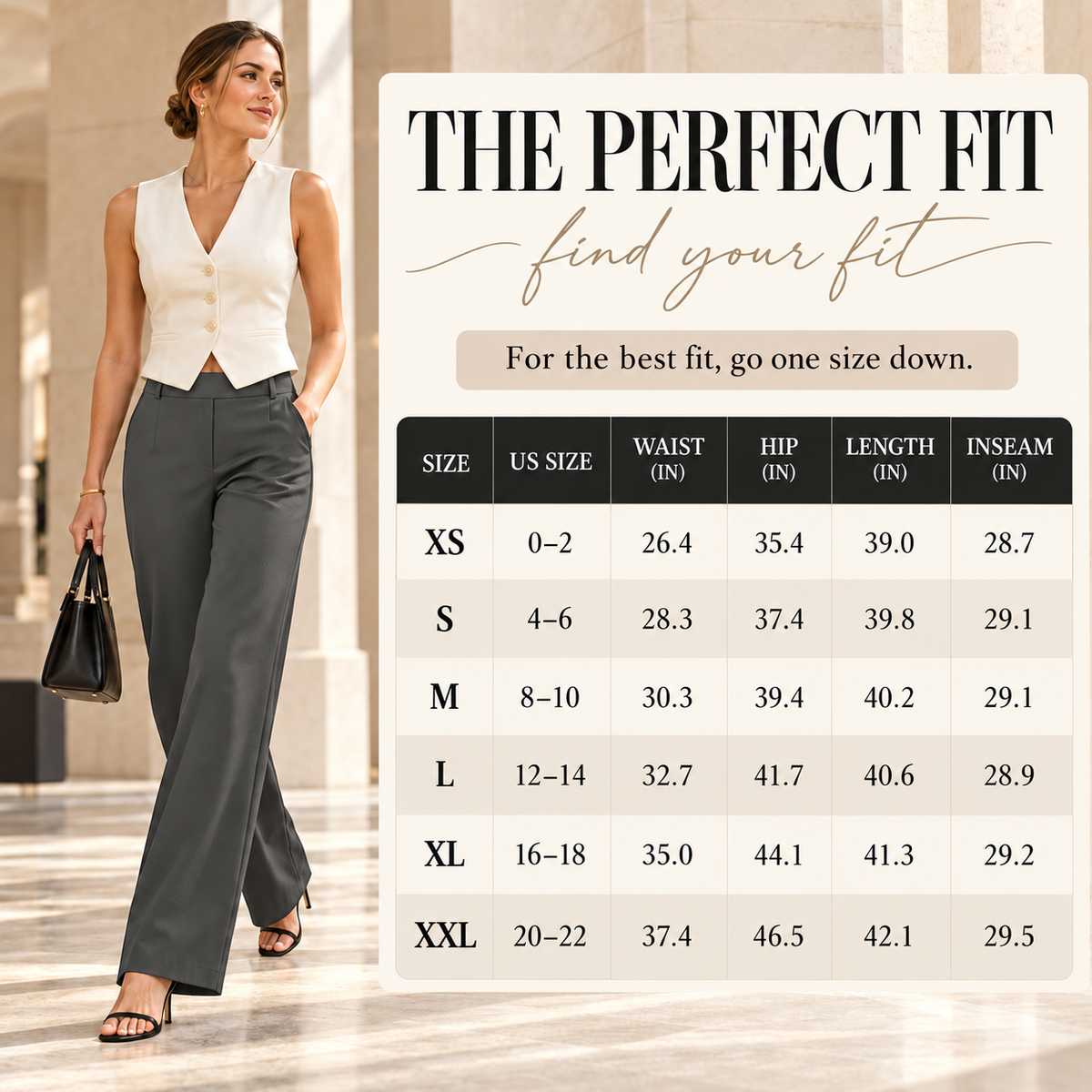 Women’s High-Waisted Wide Leg Work Pants | Stretchy Pull-On Business Casual Slacks with Pockets