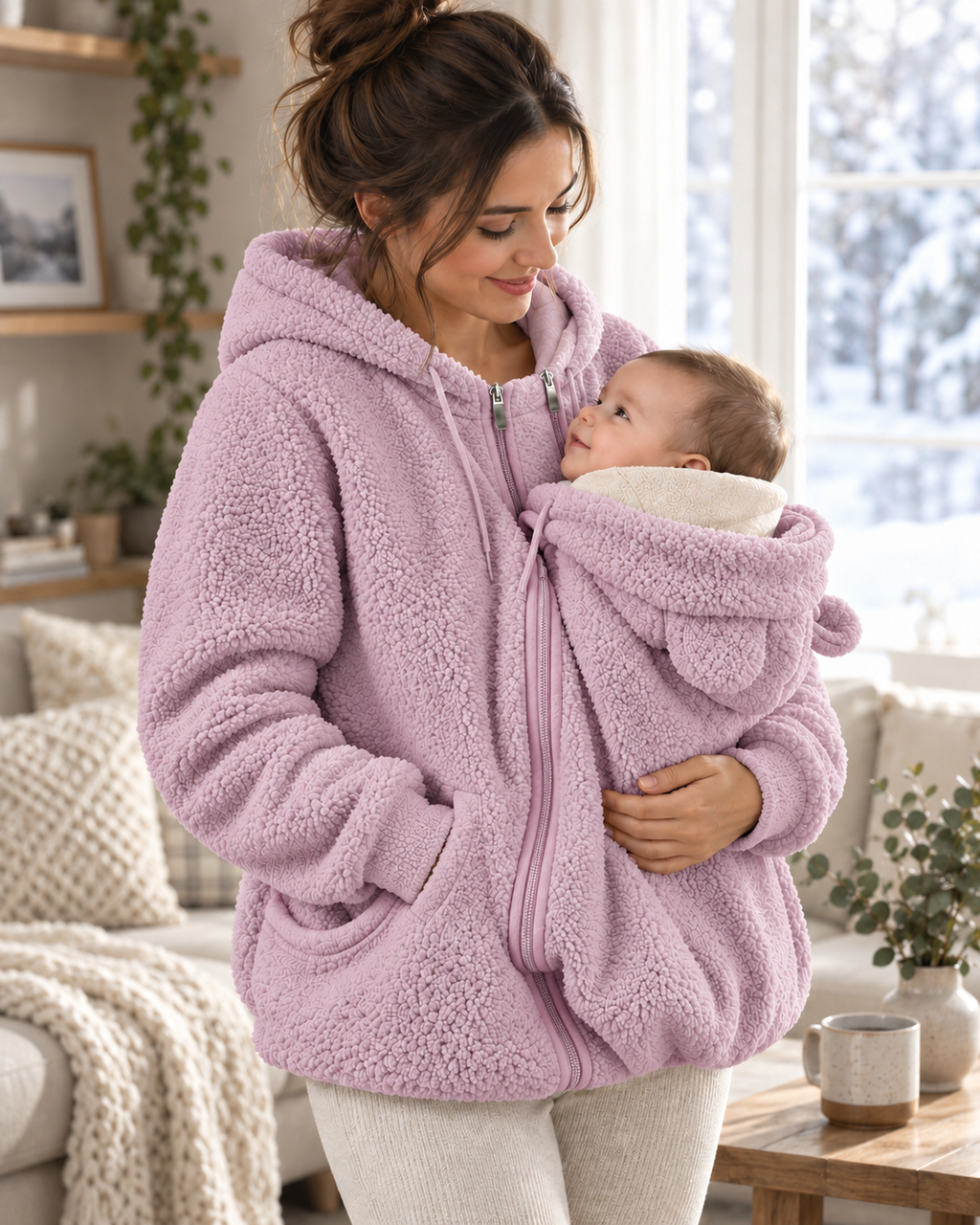 🦘 Kangaroo Baby Carrier Hoodie – Hands-Free Cozy Fleece Jacket 👶