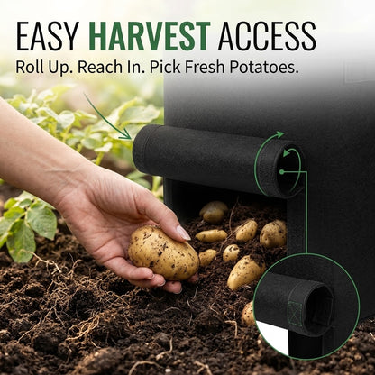 2-Pack Potato Grow Bags with Harvest Window – Breathable Fabric Planters with Handles, Easy Harvest & Reusable Design