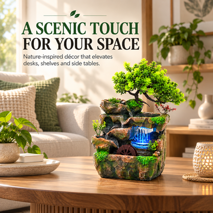 Zen Tabletop Water Fountain with LED Lights – Relaxing Indoor Waterfall Decor