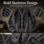 Skeleton Ribcage Oversized Knit Button Cardigan