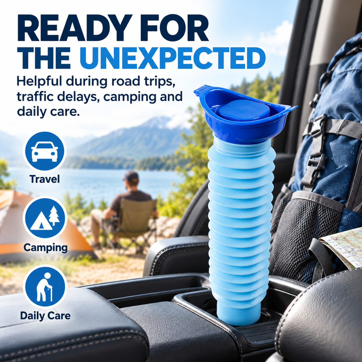 Collapsible Portable Emergency Urinal for Travel, Camping & Daily Care