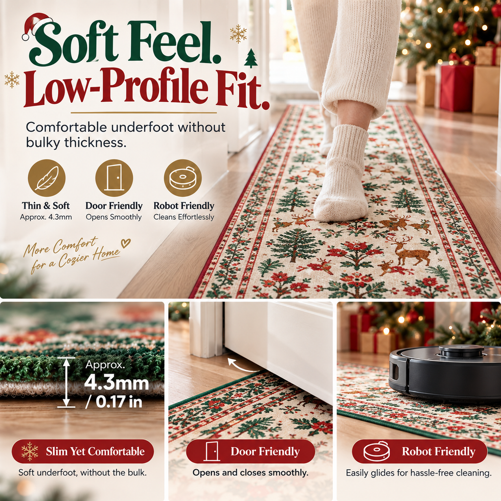 🎄Christmas Washable Runner Rug | Non-Slip Holiday Hallway & Kitchen Mat
