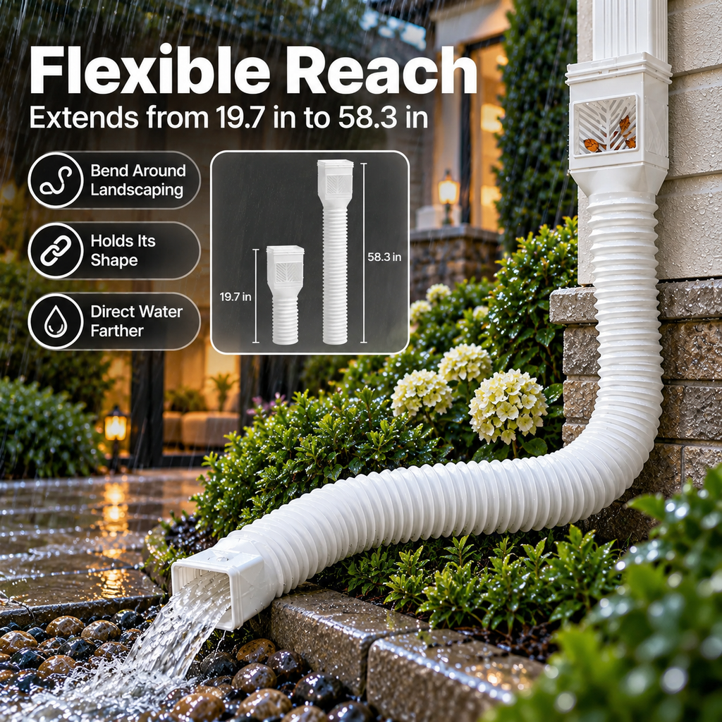 Flexible Downspout Extender & Rainwater Drainage Pipe for Home Foundation