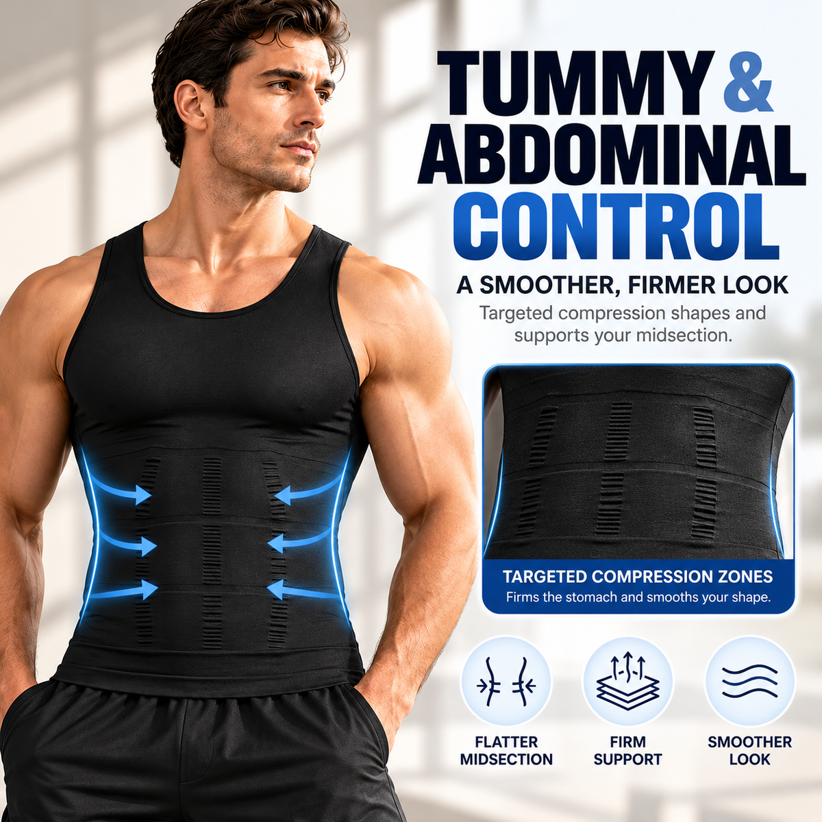 2/3/4Pack Menswear Compression Tank Top,tummy & Abdominal Control Body Shaper Trainer Vest