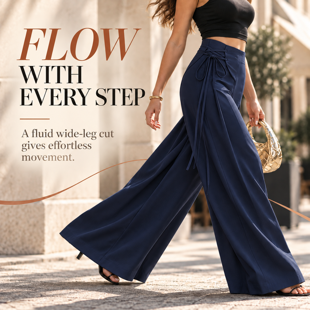 Women's Elegant Chic High-Waist Wide-Leg Pants