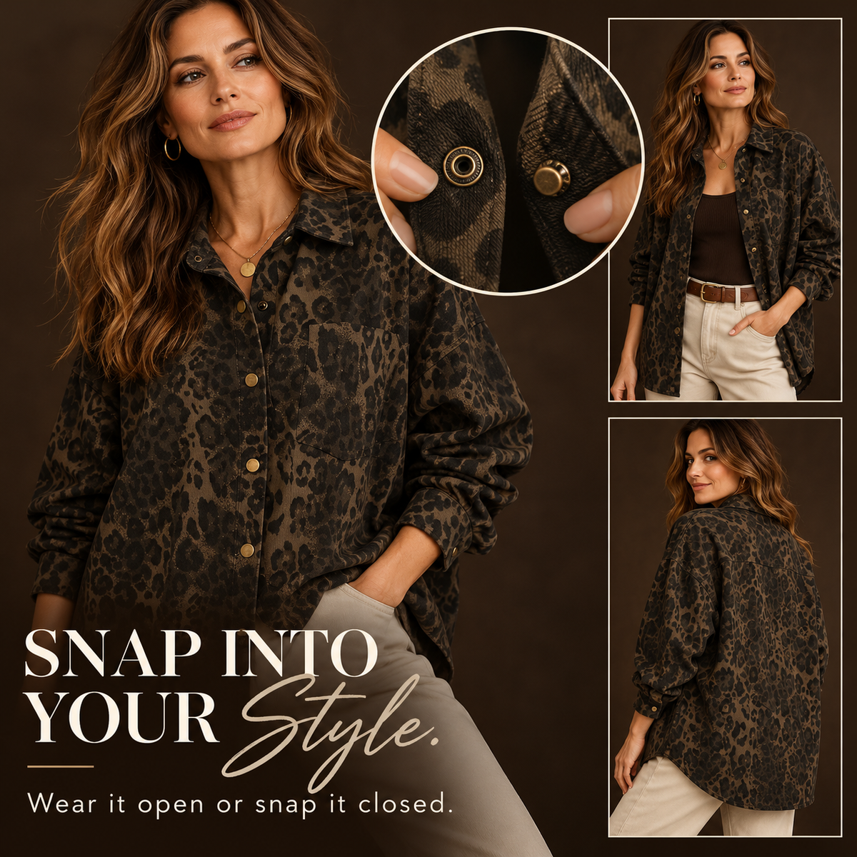 Women’s Cheetah Print Cotton Shacket – Effortless Fall Layering