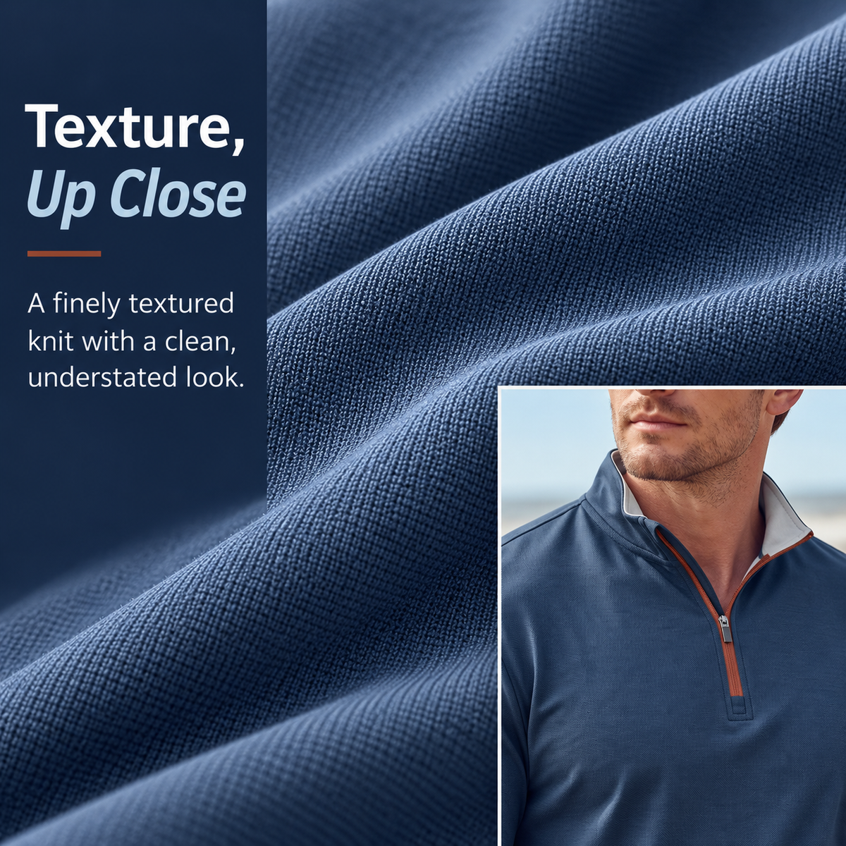 Men’s Quarter-Zip Pullover with Contrast Trim