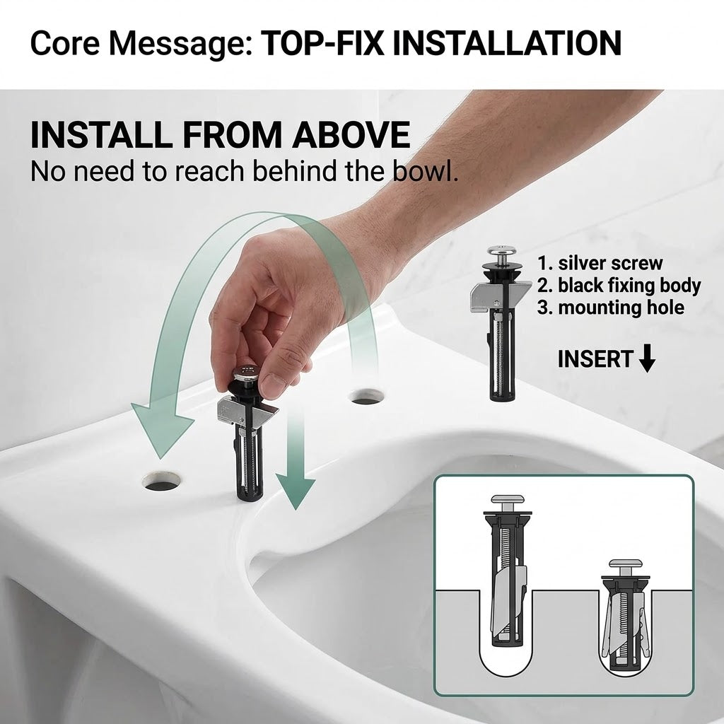 Top-Fix Toilet Seat Hinge Repair Kit – Expansion Bolts for Loose Toilet Seats