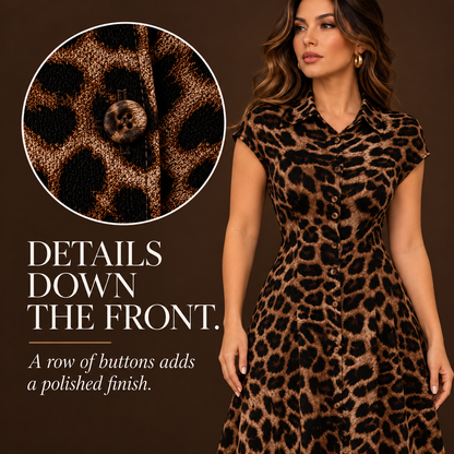 Women’s Leopard Print Maxi Shirt Dress