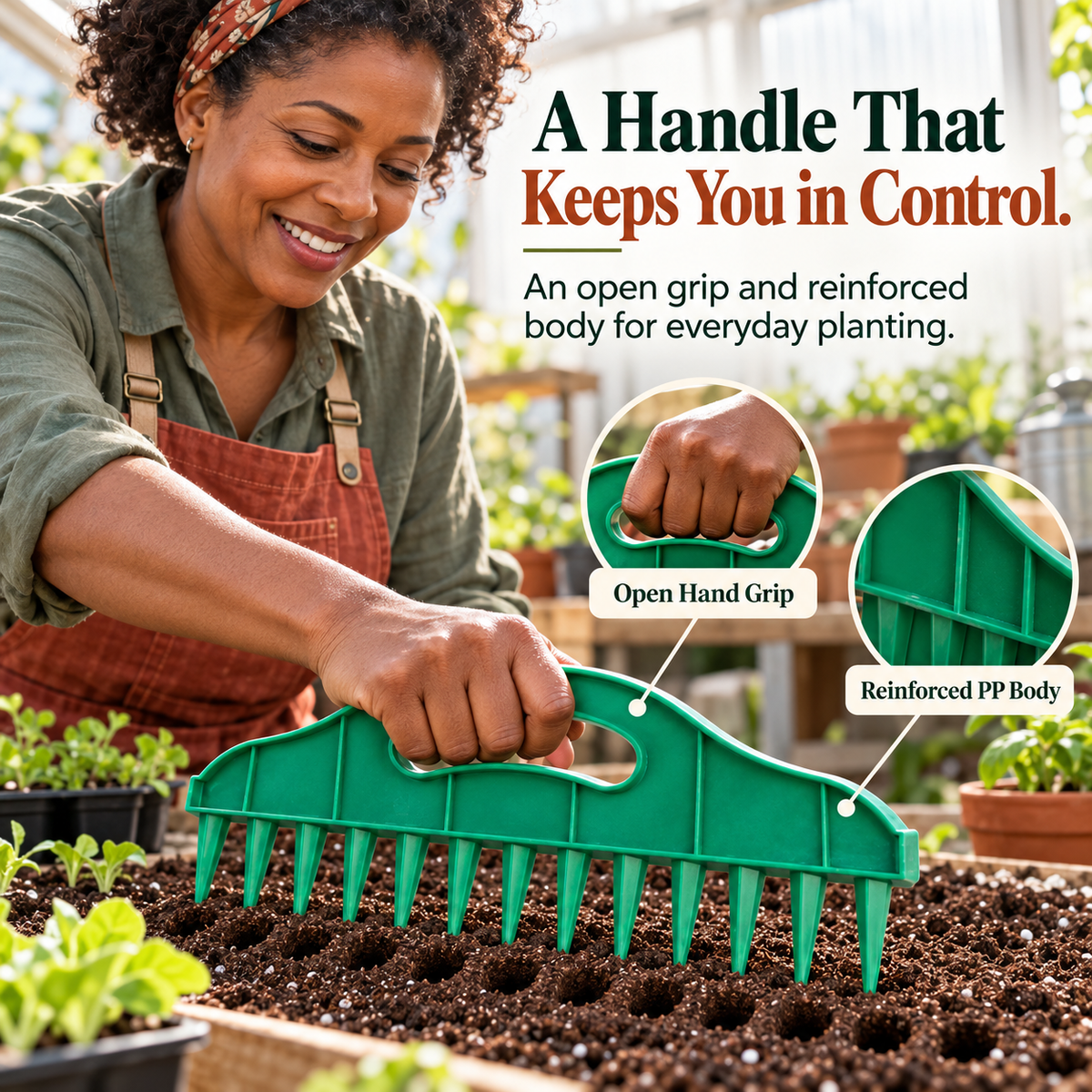 🌱 Garden Seed Spacing Tool – Multi-Row Soil Dibbler & Furrow Maker