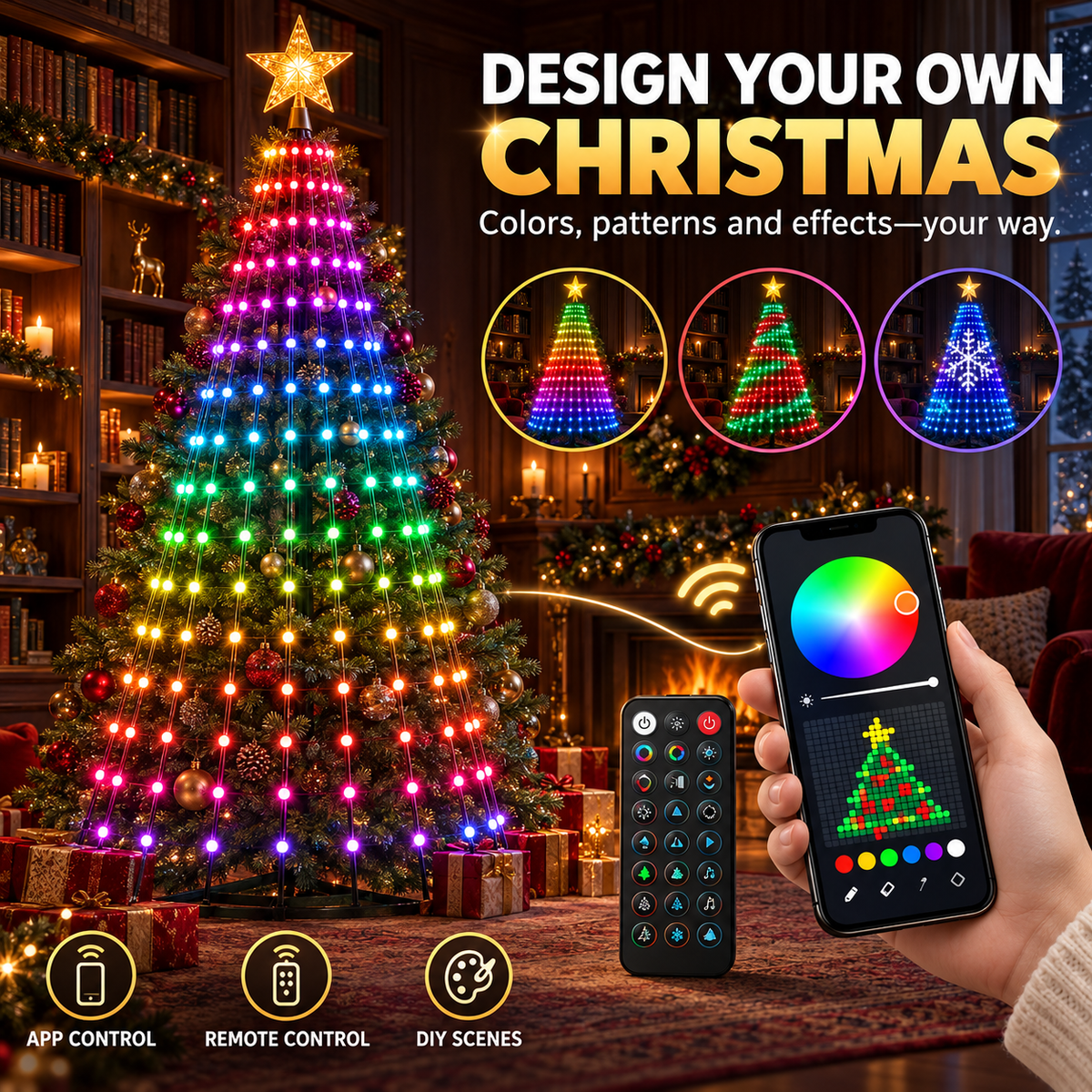 Smart RGB Christmas Tree Lights with App & Music Sync