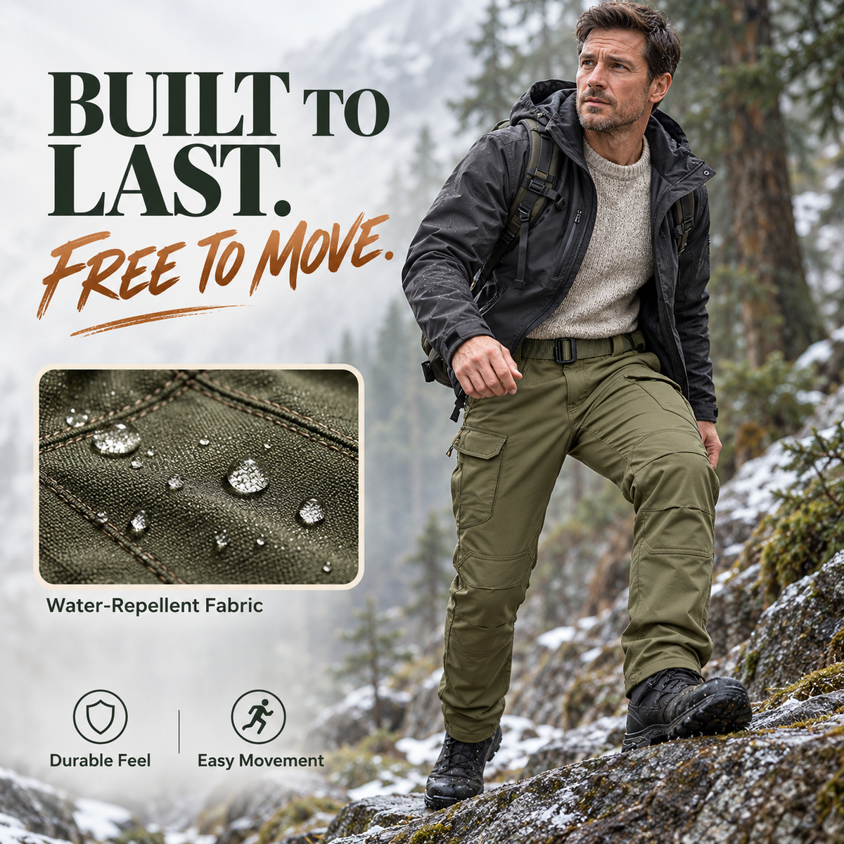 Men's Winter Fleece-Lined Tactical Cargo Pants