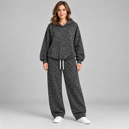 🐆 Leopard Print 2-Piece Set – Relaxed Hoodie & Drawstring Pants