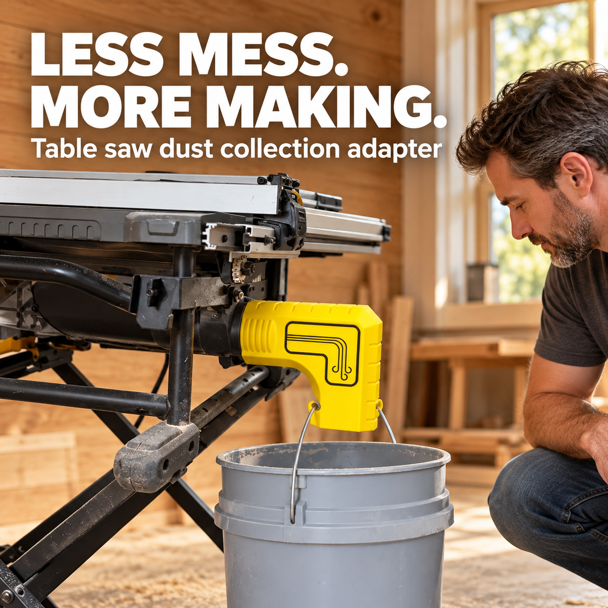 Table Saw Dust Collection Adapter – No Vacuum Needed, Less Sawdust & Easy Cleanup
