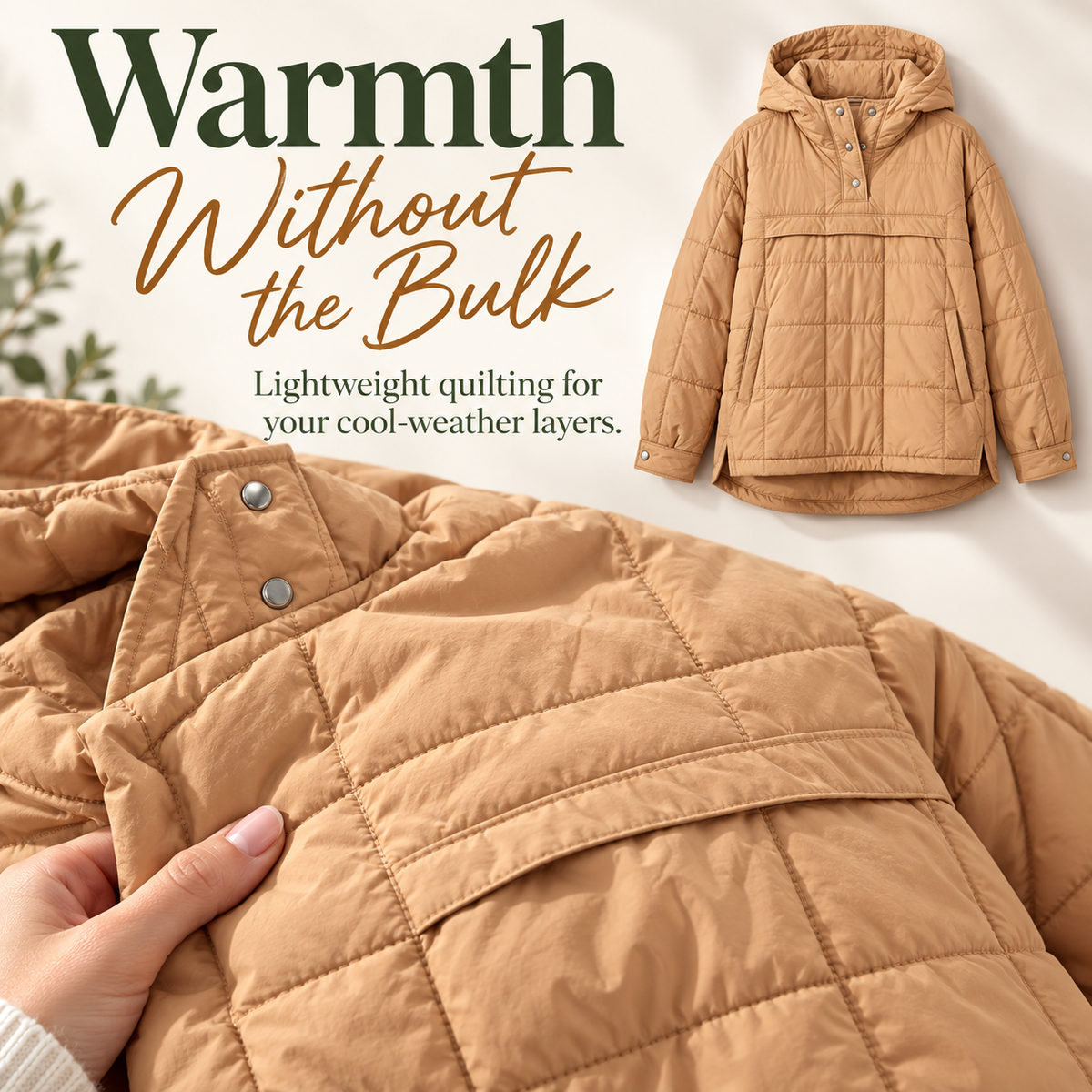 Tanming Women's Lightweight Quilted Hooded Anorak Jacket