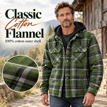 Men’s Quilted Flannel Hooded Shirt Jacket
