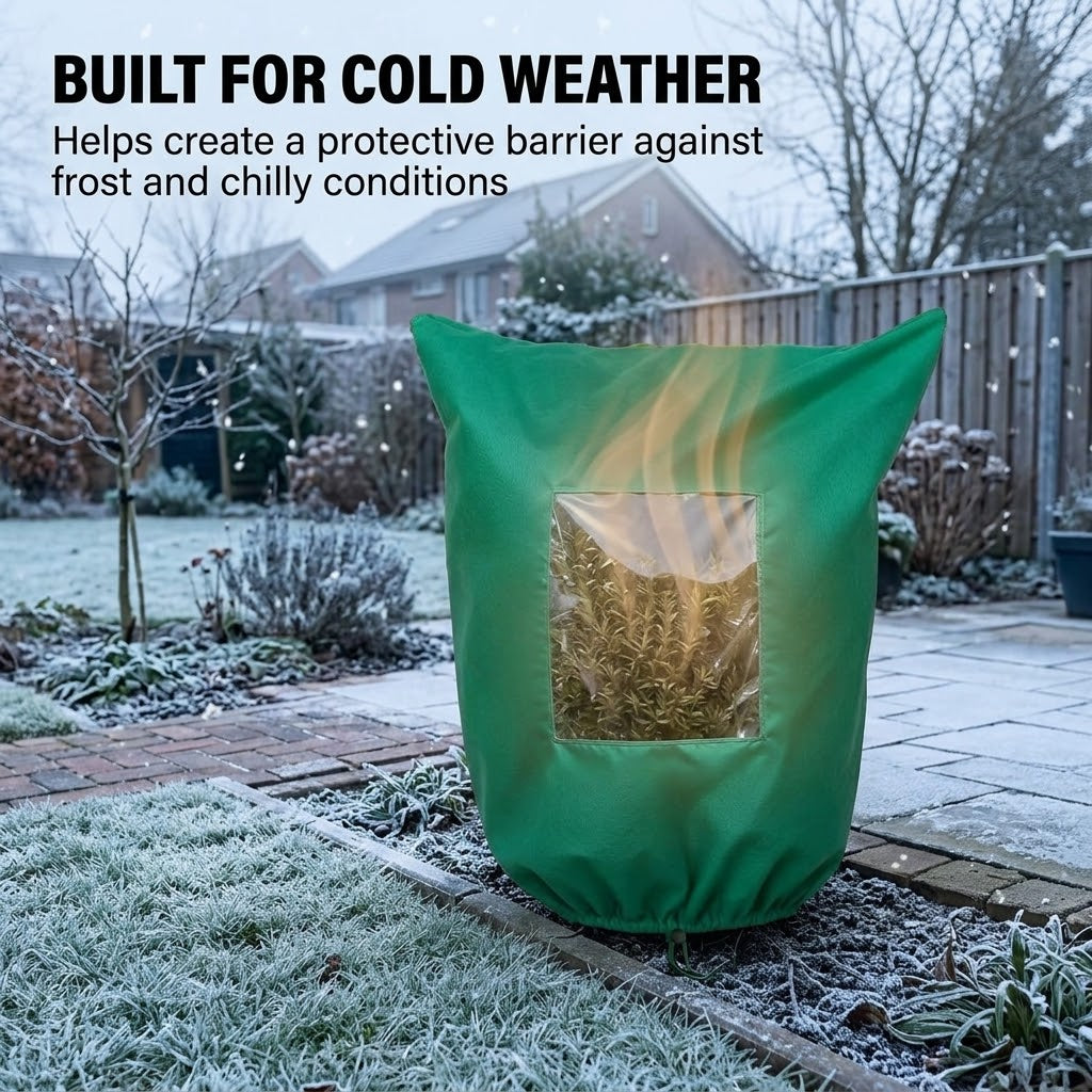 Plant Frost Protection Cover with Clear Window – Reusable Winter Freeze & Cold Weather Plant Protector