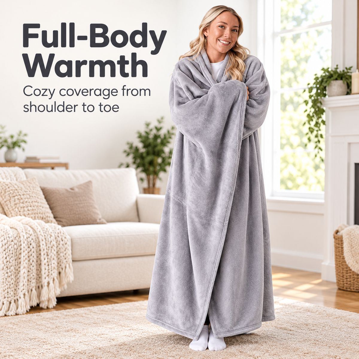 Oversized Wearable Flannel Blanket – Cozy Wrap with Sleeves