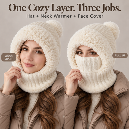 3-in-1 Women’s Winter Balaclava Hood – Fleece-Lined Hat, Scarf & Face Cover