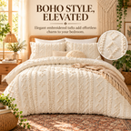 Boho Tufted Embroidery Comforter Set
