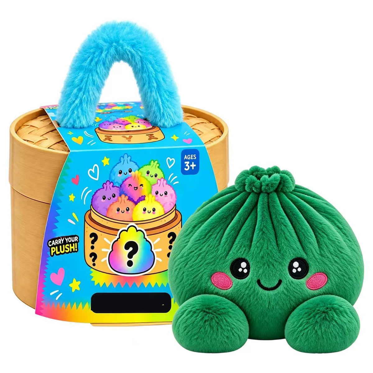 🥟 Cute Dumpling Plush Toy – Soft & Slow-Rebound Stress Relief Stuffed Animal with Bamboo Steamer Case🌈
