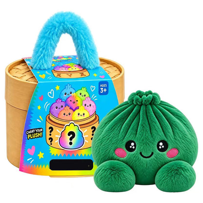 🥟 Cute Dumpling Plush Toy – Soft & Slow-Rebound Stress Relief Stuffed Animal with Bamboo Steamer Case🌈