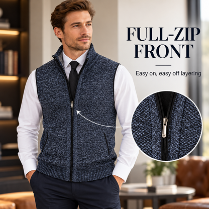 Men’s Full-Zip Stand Collar Sweater Vest