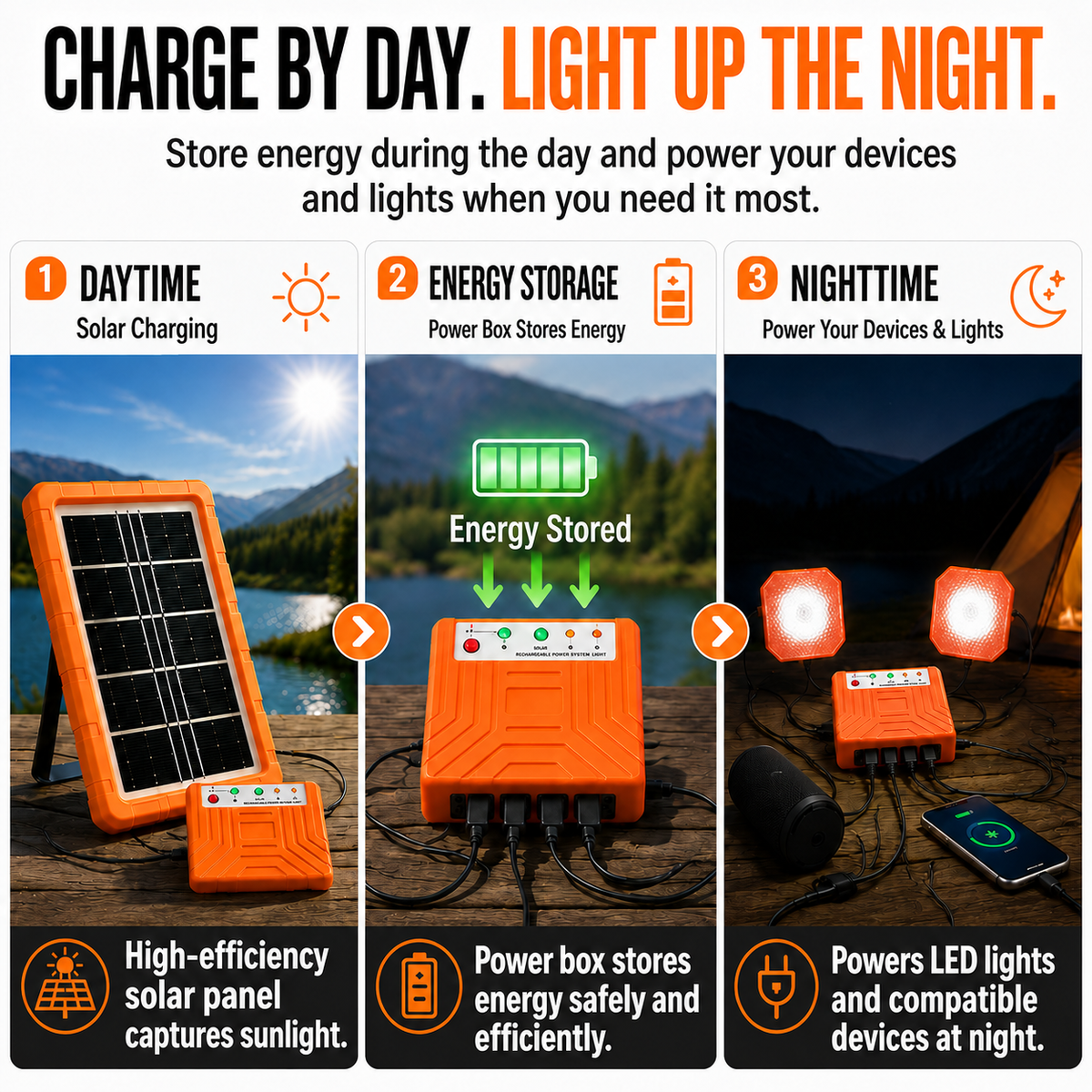 ☀️ Portable Solar Power Station & Outdoor Solar Generator Kit — All-In-One Backup Power, USB Device Hub & LED Camping Light 🏕️🔋