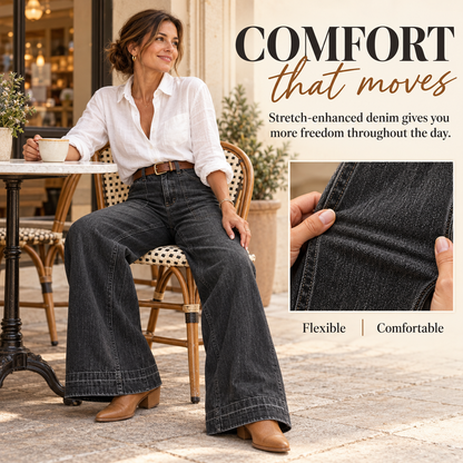 Vintage High-Waisted Wide-Leg Denim Jeans | Ultra-Soft Comfort & Relaxed Fit