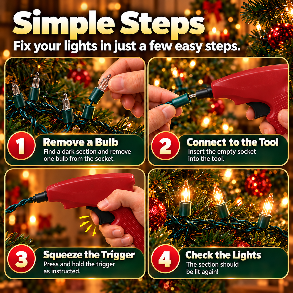 🎄Christmas Light Repair Tool – Quickly Fix Incandescent String Lights, Test Bulbs & Fuses💡