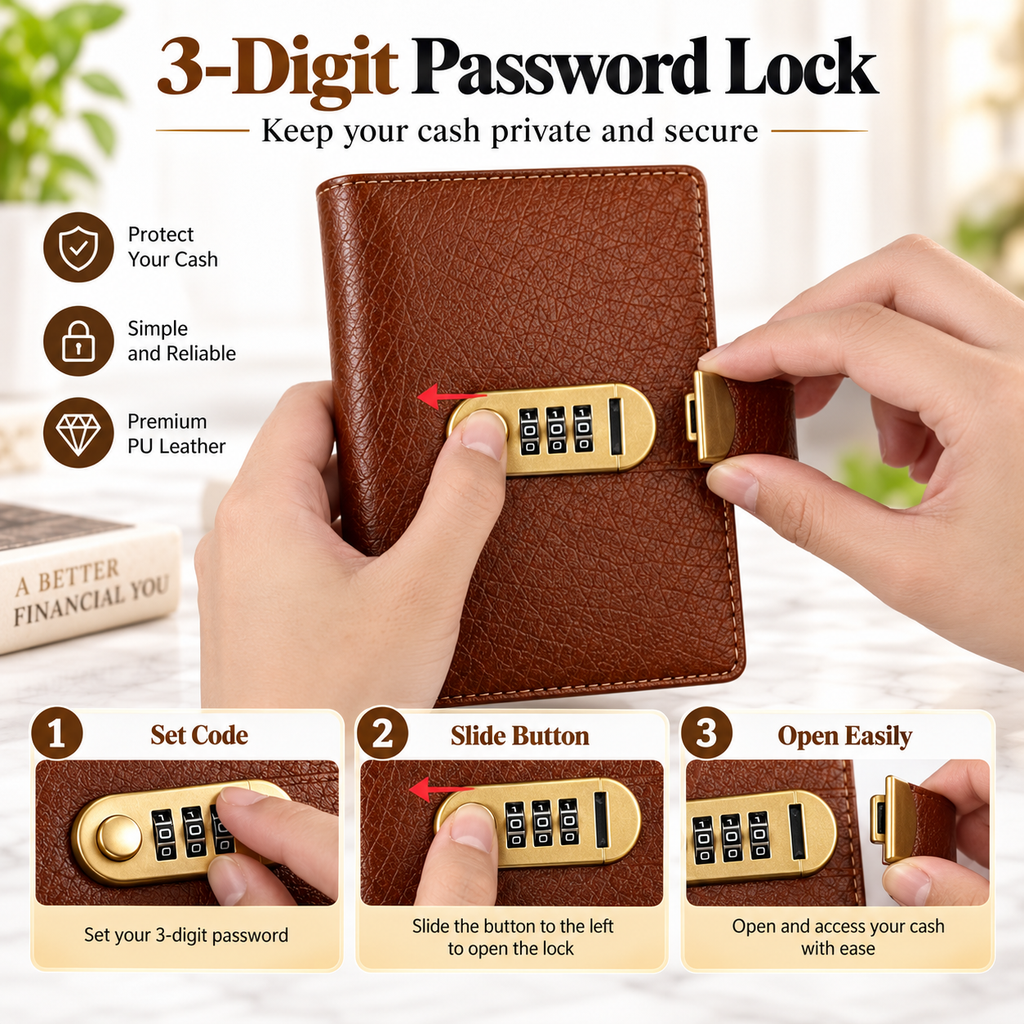 A6 Cash Savings Binder with 3-Digit Combination Lock