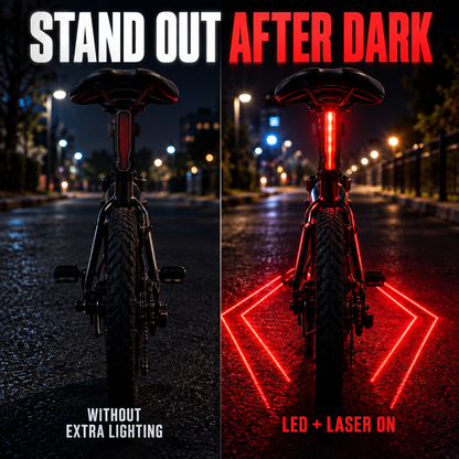 🚴 6-Mode USB Rechargeable LED Bike Tail Light with Laser Safety Lines