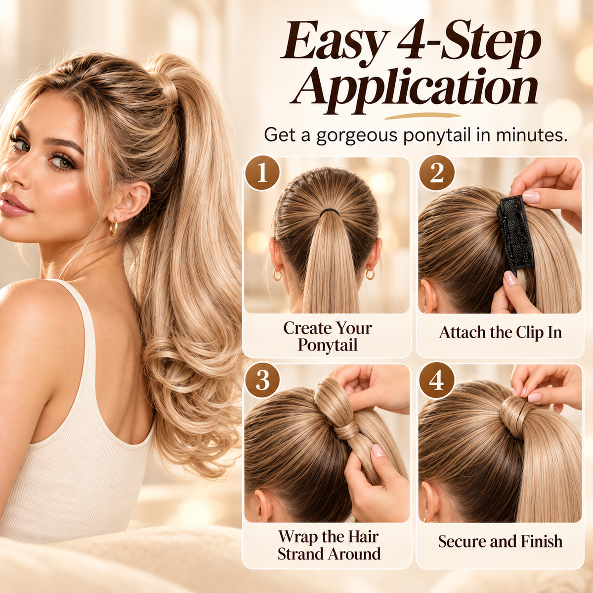 💖 Ponytail Hair Extension – Instant Volume, Effortless Glam! 🎀