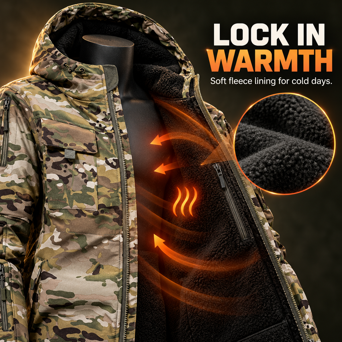 🧥Men's Waterproof Outdoor Fleece-Lined Hooded Jacket with 9 Pockets🧥