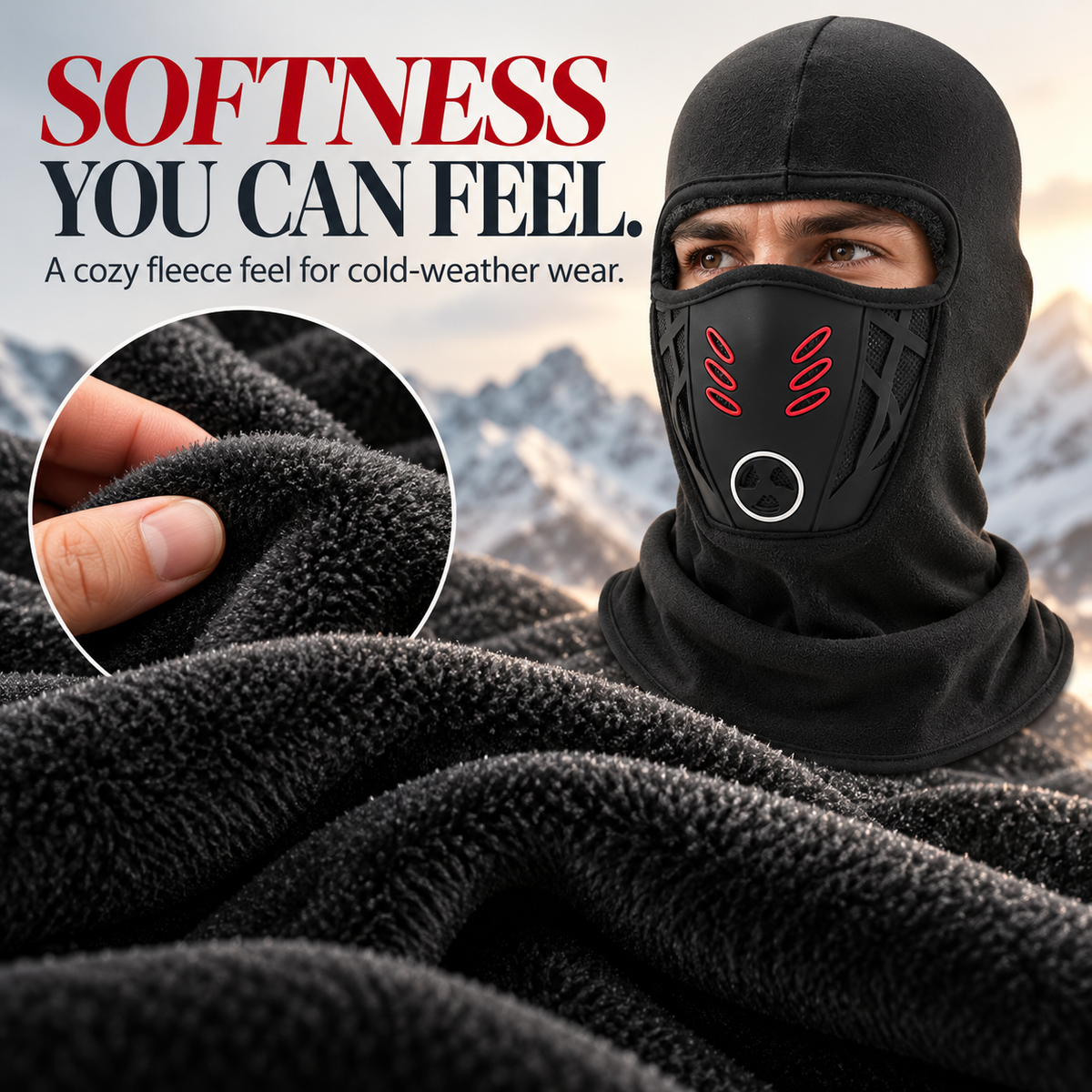 ❄️ Winter Fleece Balaclava with Vented Face Panel & Extended Neck Coverage