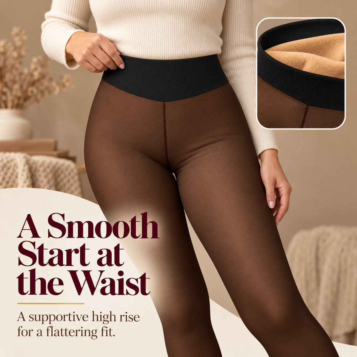 Women’s Fleece-Lined Sheer-Look Tights | High-Waisted & Cozy 🖤