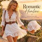 Women's Lace-Trim Midi Dress | Free Matching Belt Included