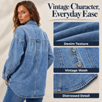 Women's Versatile Vintage Wash Casual Denim Over-Shirt