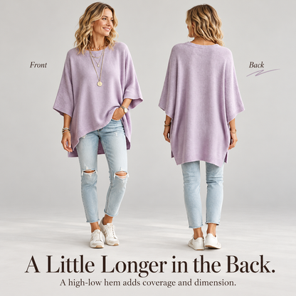 Everyday Relaxed Batwing Knit Sweater - Round Neck Oversized Pullover