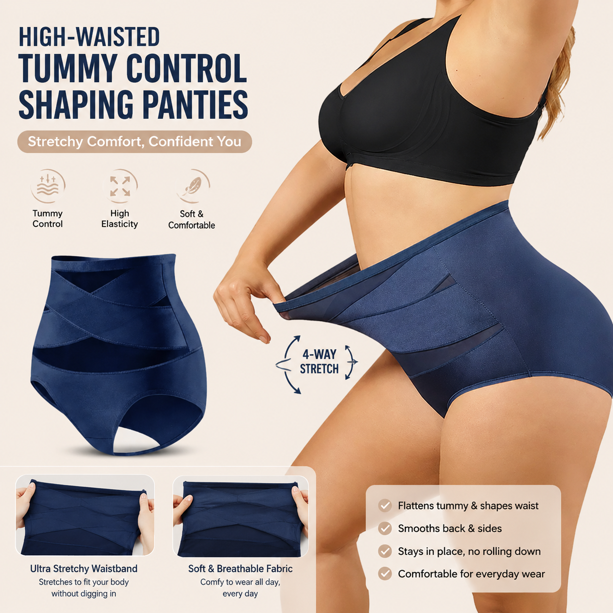 6-Pack X-Cross High-Waist Tummy Control Panties