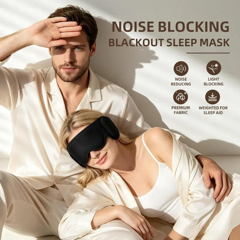 😴3D Contoured Sleep Mask with Ear Cushions – Light Blocking, Weighted Comfort 🌙