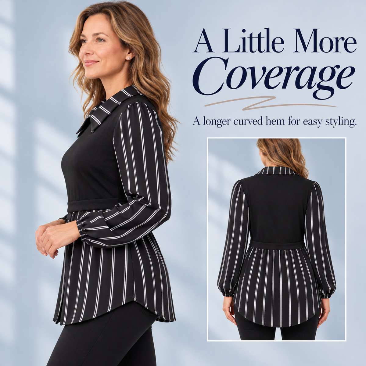 Women’s Layered-Look Collared Tunic – Effortless Everyday Style