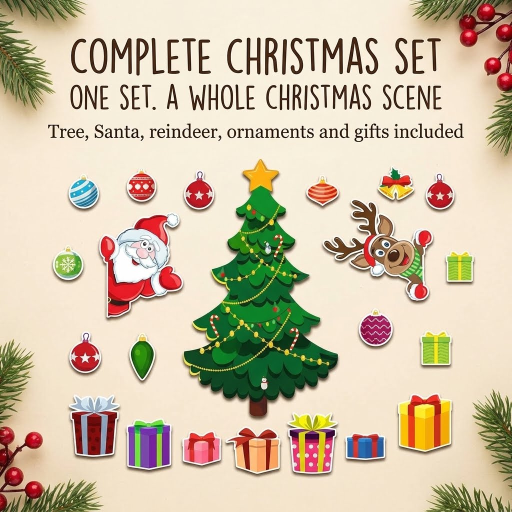 Christmas Magnetic Fridge Decorations Set – Reusable Holiday Magnets for Refrigerator & Metal Surfaces