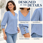 Women’s 3/4 Sleeve V-Neck Dressy Casual Top