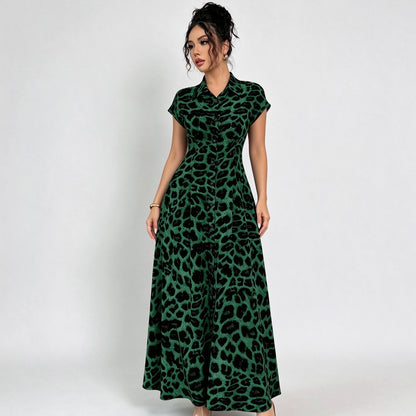Women’s Leopard Print Maxi Shirt Dress