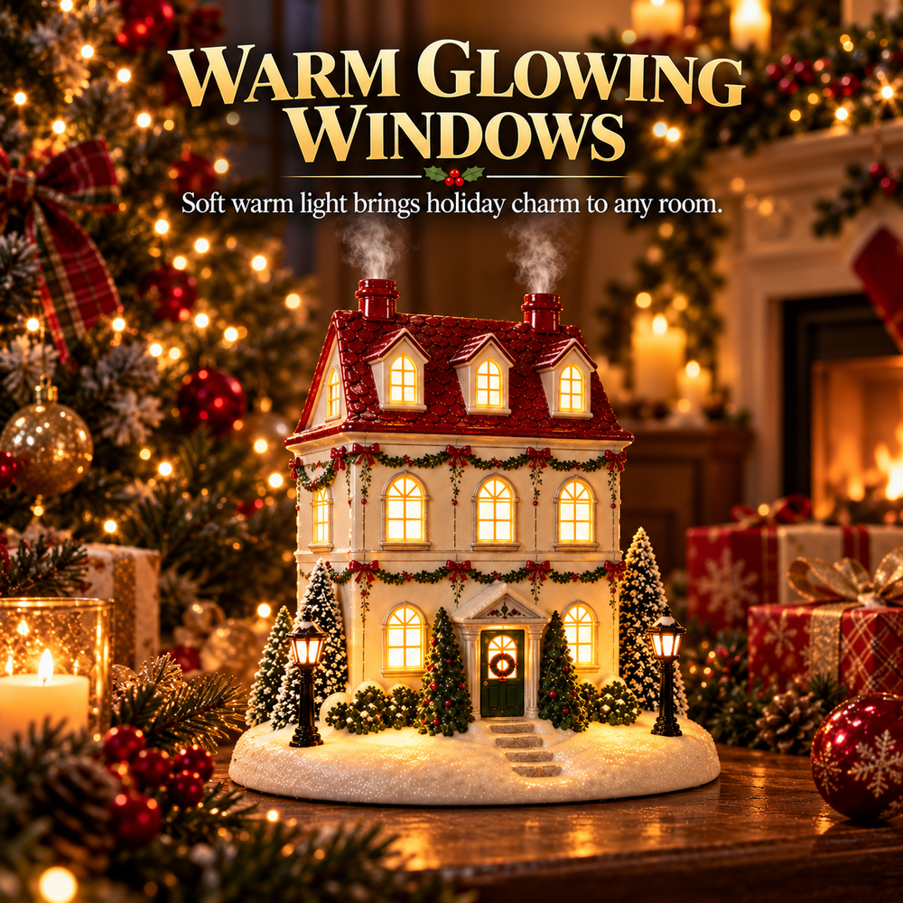 Christmas house diffuser with warm illuminated windows
